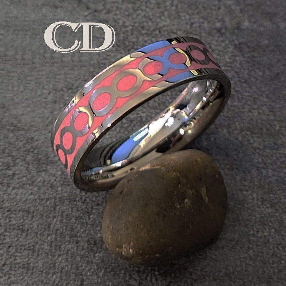 Women's Promise Ring - Pink Infinity Band - Wedding Band Ring